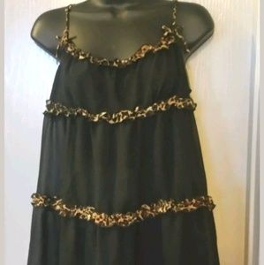 NEW Belle Nuit babydoll SZ Medium animal print trim